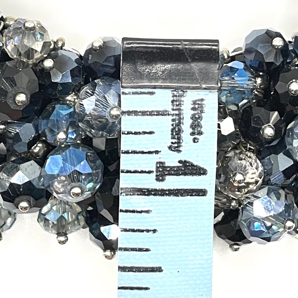Eye Candy New Glass & Acrylic Black Blue Clear Beaded Collar Necklace - Picture 9 of 15